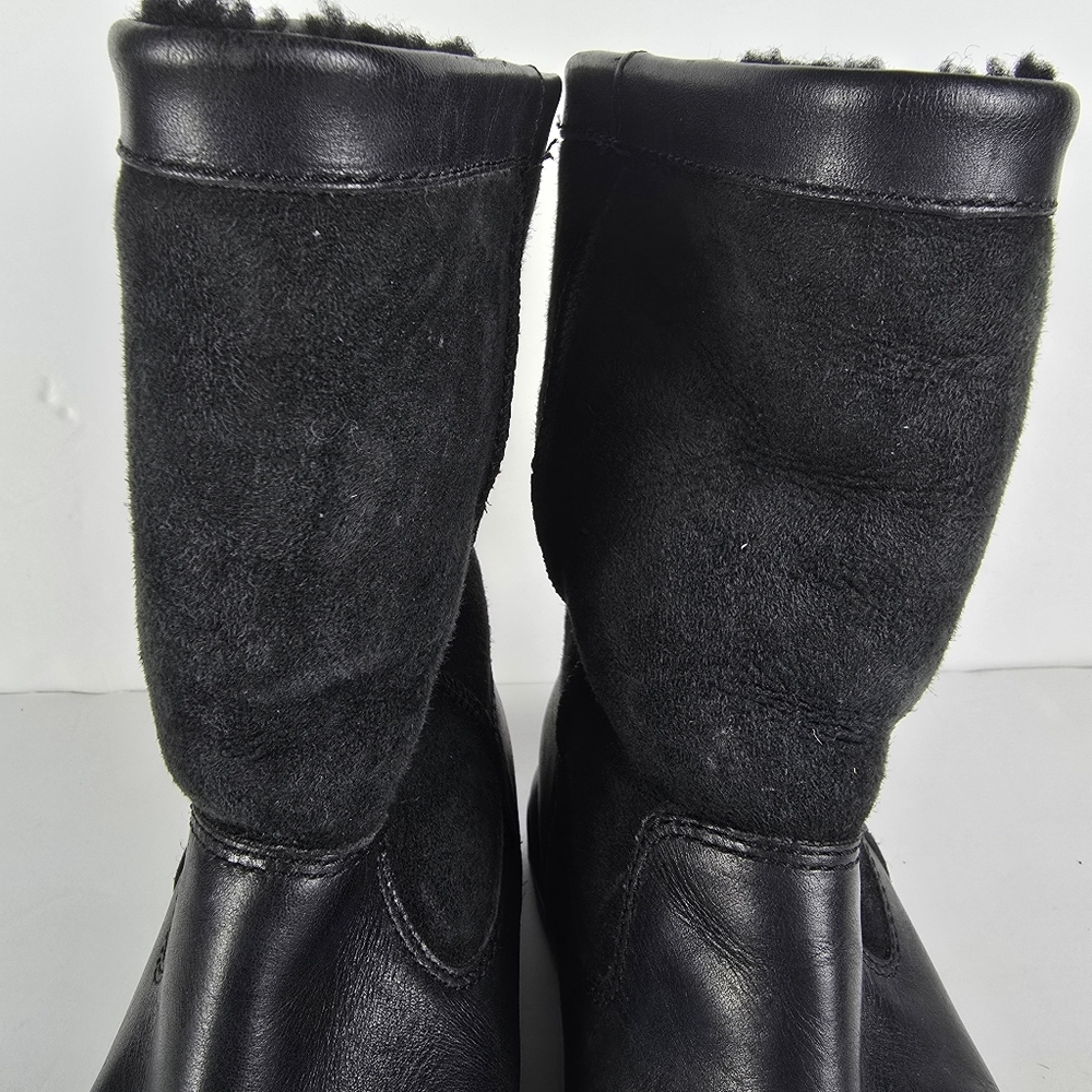 Ugg Womens Black Brooks Shearling Lined Winter Casual Suede and Leather Size 7 - Picture 3 of 14